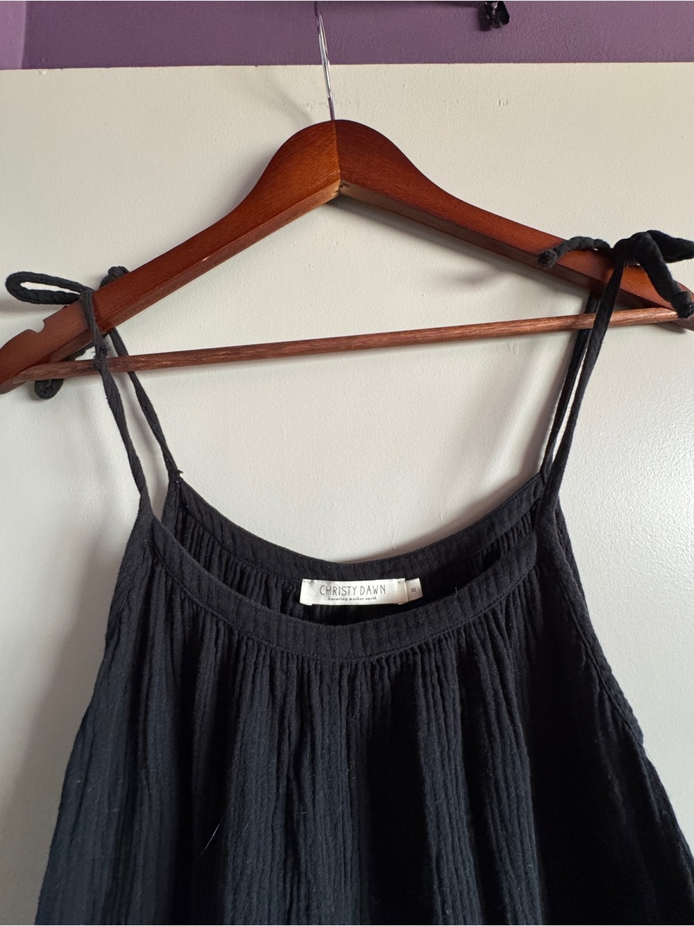 Christy Dawn Black Gauze Spaghetti Strap romper xs